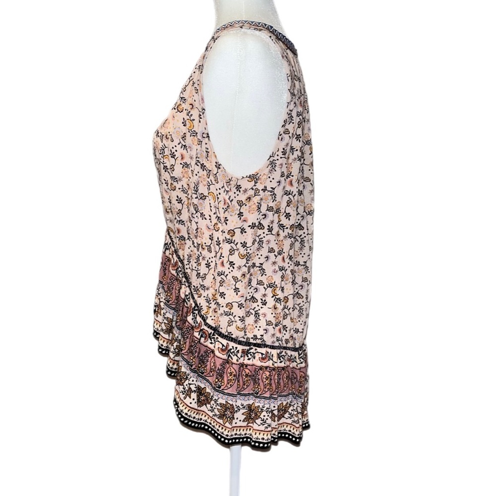 PATRONS Of Peace Floral Blush Patterned High Low V-neck Sleeveless Size SMALL - Picture 5 of 11